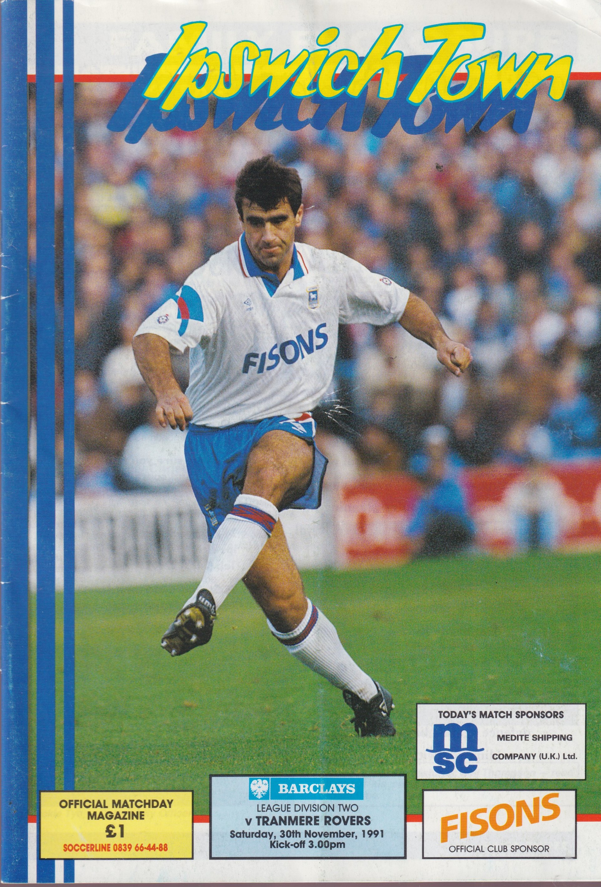 Ipswich Town v Tranmere Rovers match programme